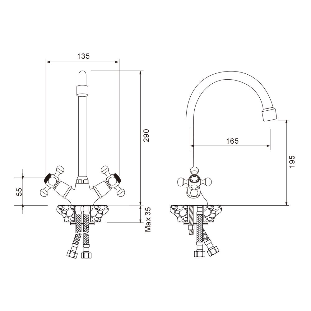 Смеситель для кухни WesnaArt RASSVET RAS02-110, хром, артикул RAS02-110