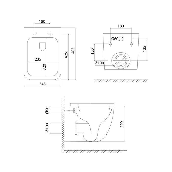 Унитаз подвесной безободковый c системой смыва Торнадо IDDIS Torr Q (TOQFDSEi25), артикул TOQFDSEi25