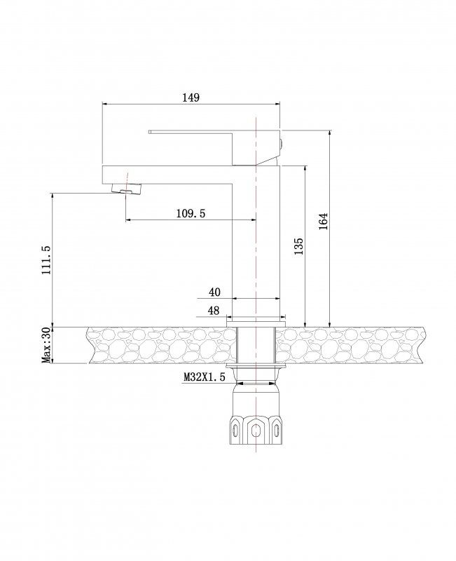 Смеситель для раковины без донного клапана BelBagno KRAFT-LVM-IN-W0 арт. KRAFT-LVM-IN-W0, артикул KRAFT-LVM-IN-W0