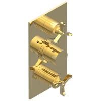 THG HAMPTONS Смеситель для душа встраиваемый, термостатический, с 2 запорными вентилями, внешняя часть, цвет золото