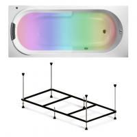 Комплект 4 в 1 Lavinia Boho Bristol S3-3502005P, акриловая ванна 150x75 см, металлический каркас с монтажным набором, мягкий подголовник, хромотерапия