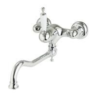 CUCINA OXFORD Смеситель для кухни моноком. настенный, излив 25 см, ручка белая/хром