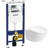 Комплект унитаза Duravit Architec 45720900A1 с инсталляцией Geberit Duofix Plattenbau Delta UP100 458.125.21.1 с сиденьем Микролифт и клавишей смыва Хром