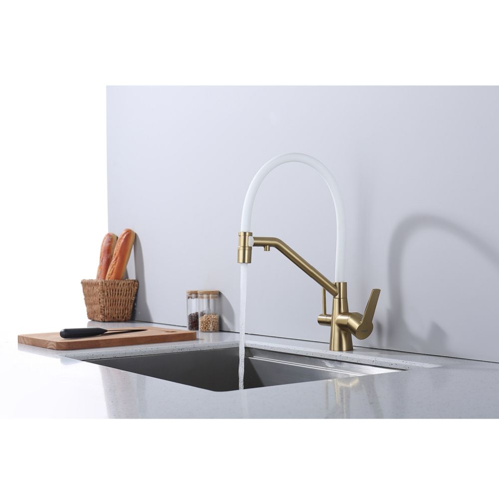 Смеситель для кухни с подключением фильтра Raglo R80.62.03, золотой сатин