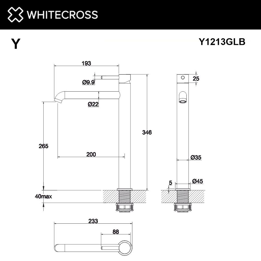 Смеситель для умывальника WHITECROSS Y Y1213GLB (брашированное золото)