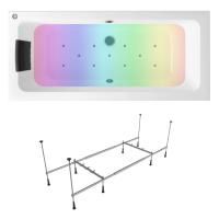 Аэромассажный комплект с хромотерапией 5 в 1 Lavinia Boho Pure 362810AC, акриловая ванна 170x75 см, каркас с монтажным набором, подголовник, хромотерапия, аэромассаж