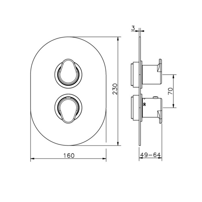CISAL LineaViva Смеситель термостатический настенный для душа на 2 выхода (без встраиваемой части ZA018101) цвет Nichel Spazzolato, артикул LV0181002F