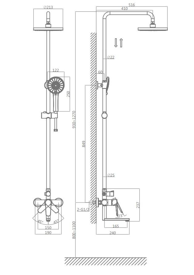 Душевая система D&K Bayern.München хром (DA1563701B18), артикул DA1563701B18