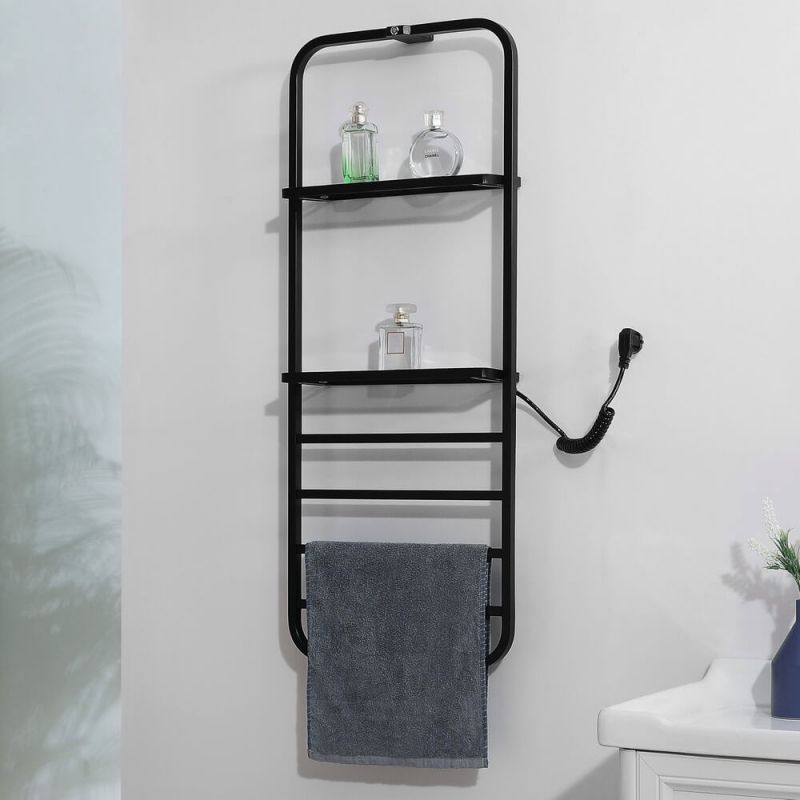 Электрический полотенцесушитель Black&White Universe 400х1010 N-337B с полкой Черный