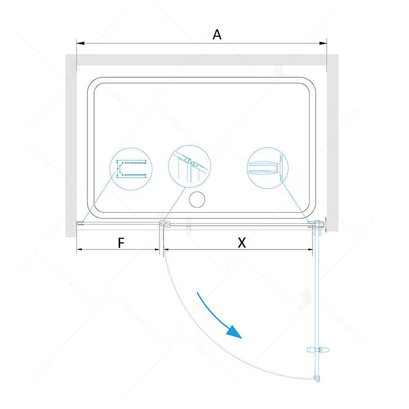 Душевая дверь RGW Hotel HO-012-B 90 350601209-14 профиль Черный стекло прозрачное