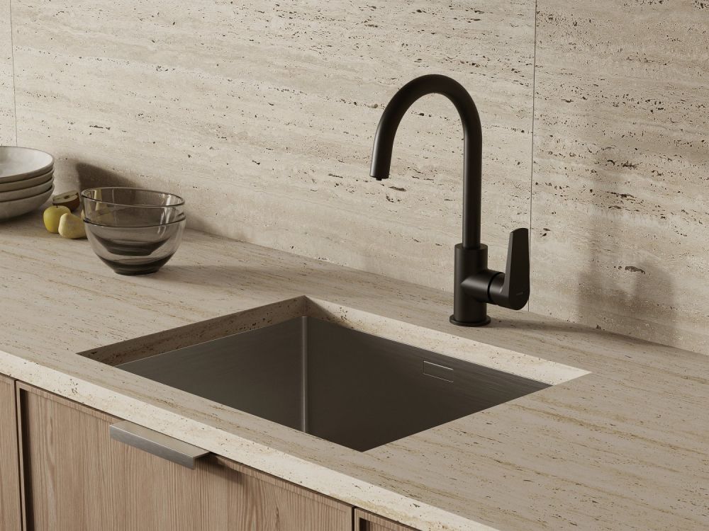 Смеситель для кухни Cersanit MODUO однорычажный с фильтром черный (68221), артикул 68221