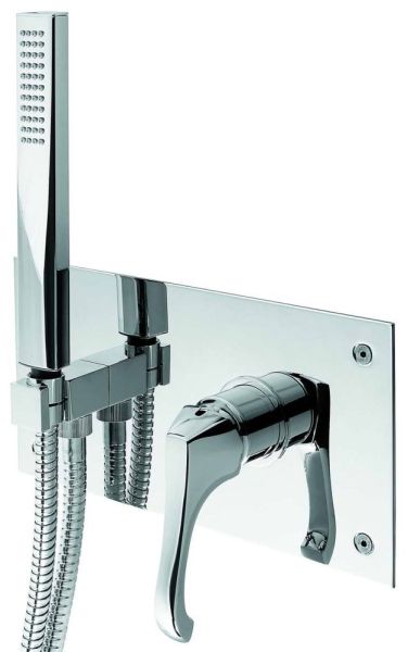 Emmevi Ares, встраиваемый в стену однорычажный смеситель для душа, с панелью и набором для душа, цвет хром