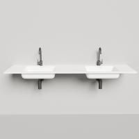 Salini ONDA Раковина 1800x500х163мм, c 1 отв. под смеситель x2, c  переливом, мат-л: S-Stone, белый матовый Salini ONDA Раковина 1800x500х163мм, c 1 отв. под смеситель x2, c  переливом, мат-л: S-Stone, белый матовый