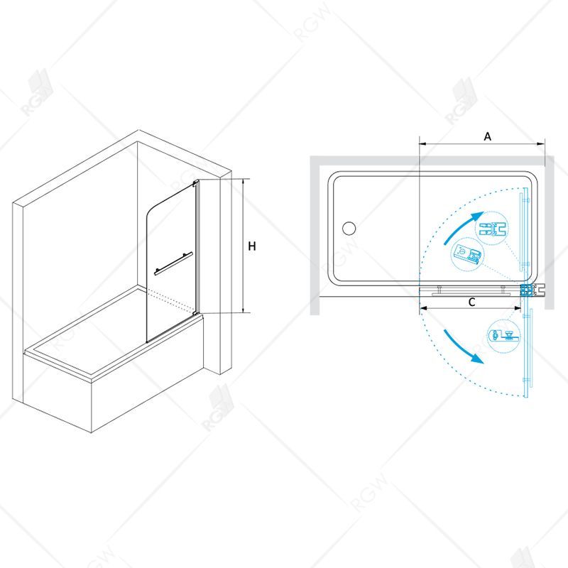 Шторка на ванну RGW SC-02 (1000, Прозрачное)