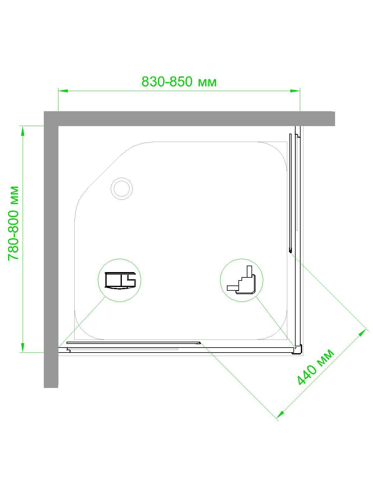Душевой уголок RB HPD-C-BL 85х80х185 (матовое)