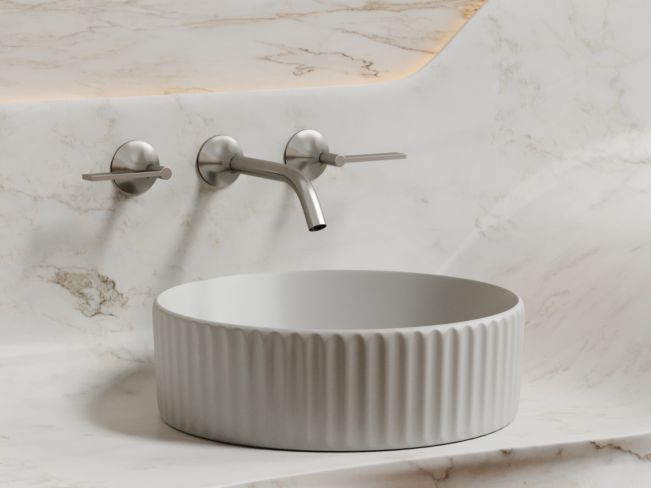 Умывальник чаша накладная круглая (цвет Серый Матовый) Элемент (Element) 360x360x115мм, артикул CN6057MSG