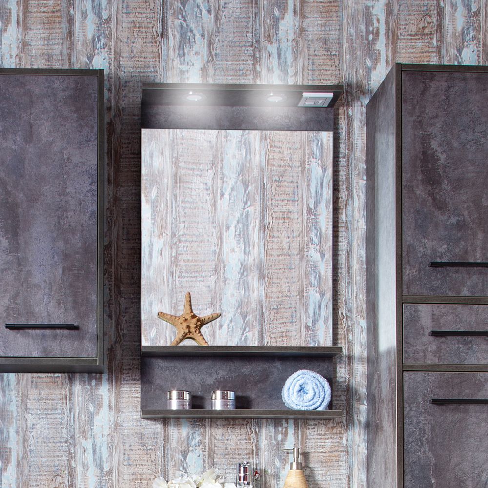 Зеркало Бриклаер ЧИЛИ 55 см, цемент, артикул 4627125415159