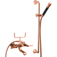CISAL Cherie Смеситель для ванны двухрычажный, с душевым комплектом, цвет розовое золото/черный