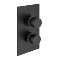 Plumberia Selection IXO Смеситель термостат встраиваемый для душа 2 выход в к-те со встраив.частью, накл. из нерж.стали, черный матовый