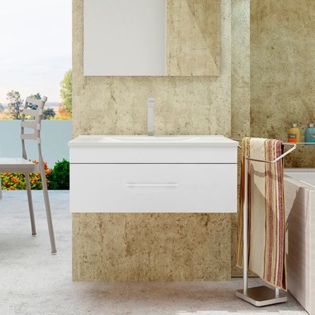 Тумба с раковиной SanVit Квадро Lux 75 kkvad075 в цвете Ral подвесная Розовый глянец