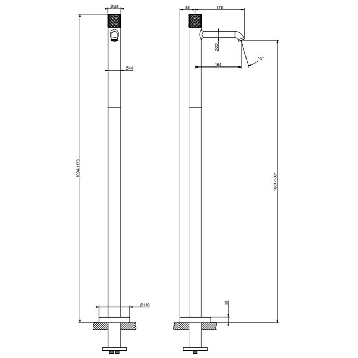 GESSI HABITO INTRECCIO Смеситель для раковины напольный, однорычажный, цвет Black Metal PVD