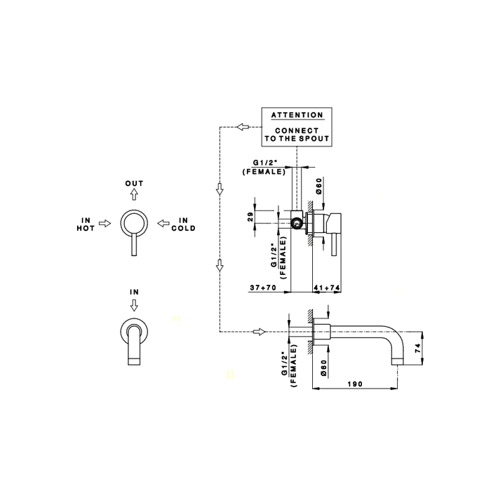 Nicolazzi Olympus Встраиваемая часть смесителя для душа 3706EXT, артикул C3706/12