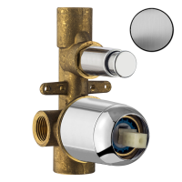 Plumberia Selection IXO Внутренняя часть встраиваемого смесителя для душа на 2 вых.с кнопочн. девиатором, диам.35мм, браш.хром