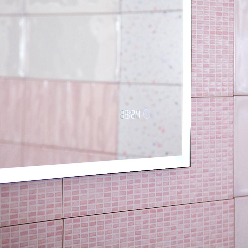 Зеркало Бриклаер ЛОФТ 60 см, сенсор на зеркале бесконтактный, часы, артикул 4627125415722