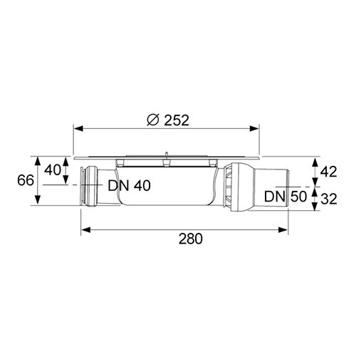 Сифон низкий горизонтальный DN50 Сифон низкий горизонтальный DN50