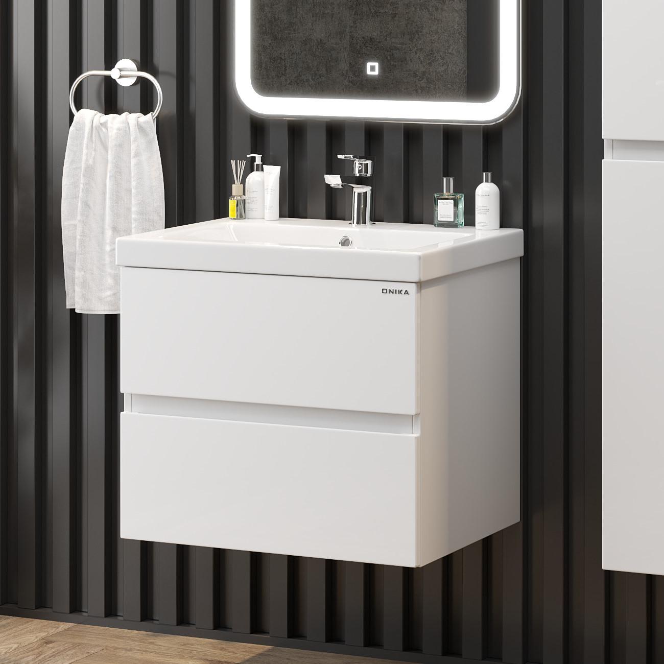 Тумба Onika Эвада 60 подвесная, белая (ум. Como 60)