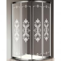Душевой уголок Cezares Giubileo R2 90x90 GIUBILEO-R-2-90-SCORREVOLE-CP-St профиль Сатин стекло прозрачное с рисунком