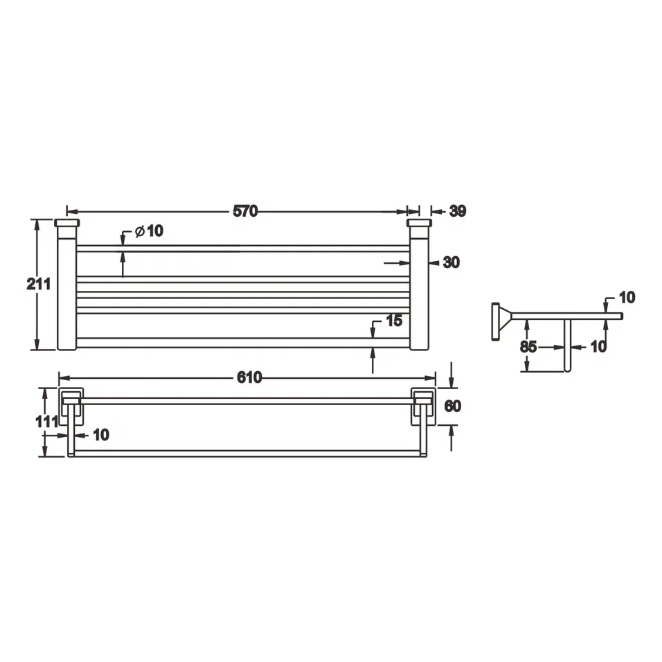 Полка для полотенец Rose RG1608, хром