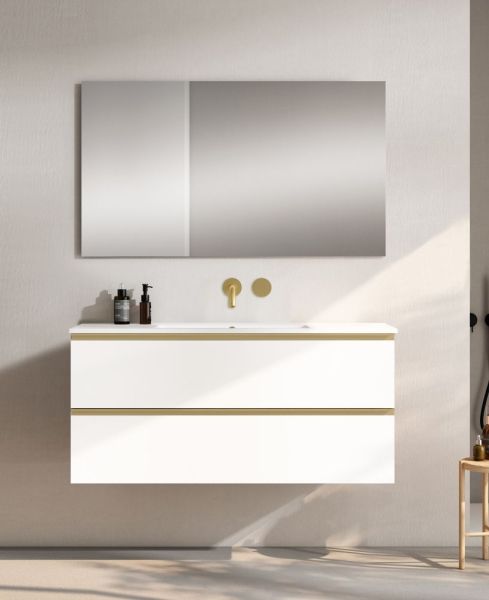 Visobath Granada, тумба 120 см, 2 ящика c золотыми ручками, цвет белый матовый лак (B-Ada)