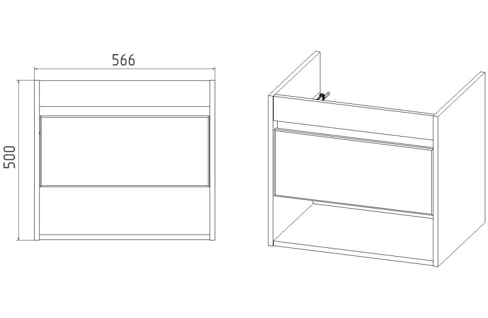 Тумба VIANT "Бостон" 1 ящик подвесная графит 430х560х500 под раковину .S-UM-COM60/1-w (COMO 60) (VBOS60COG-T1YP), артикул VBOS60COG-T1YP