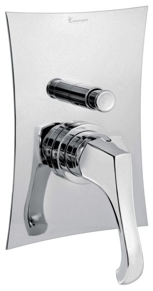 Emmevi Ares, встраиваемый в стену однорычажный смеситель для душа на 2 выхода, с кнопочным дивертером, цвет брашированный хром