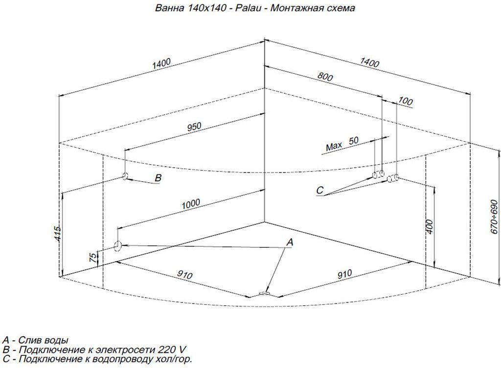 Акриловая ванна Aquanet Palau 140x140 (с каркасом) Акриловая ванна Aquanet Palau 140x140 (с каркасом)