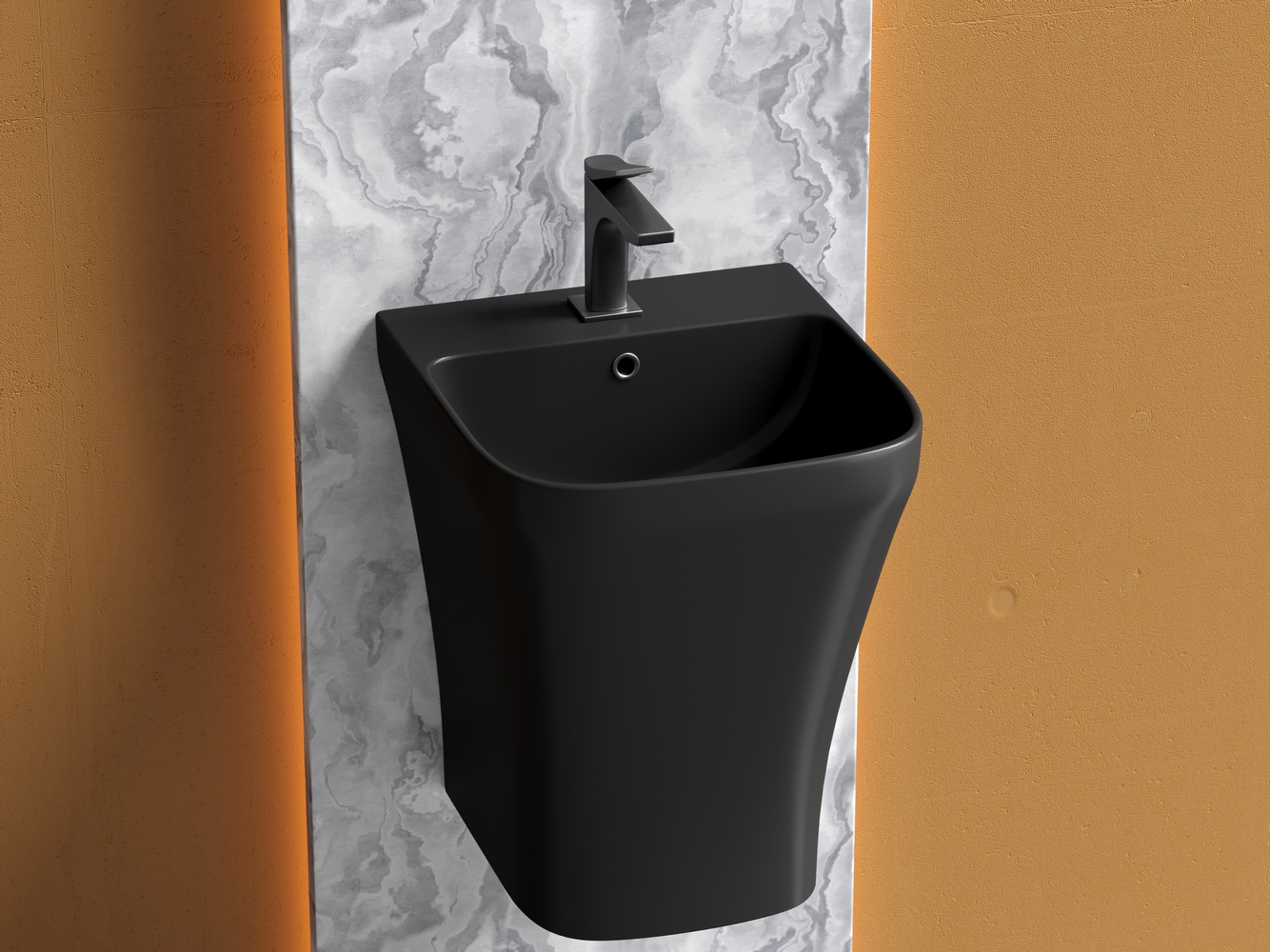 Раковина моноблок подвесная Дион (Dion) 365x406x447, цвет черный матовый, арт. CN6067MB, артикул CN6067MB