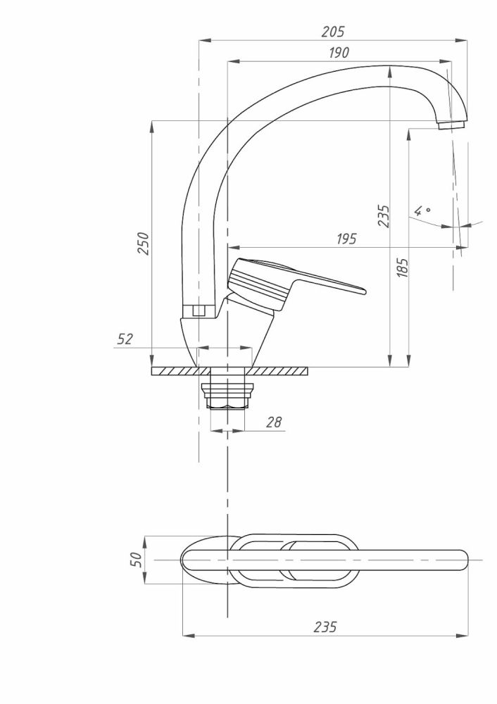 Смеситель для кухни FAUZT FZs-863-130 тип См-МОЦБА, артикул FZs-863-130