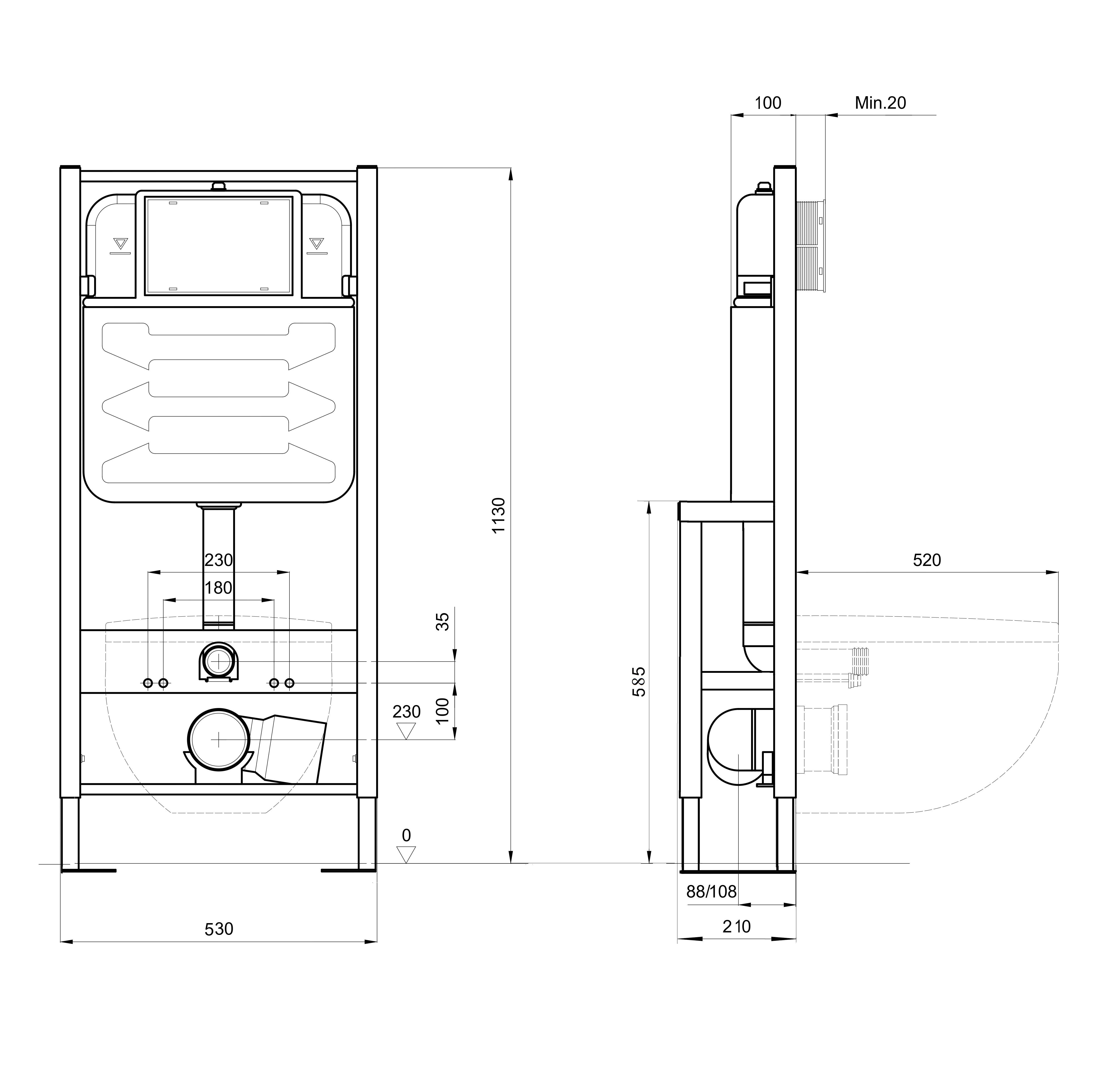 Инсталляция для подвесного унитаза отдельностоящая, усиленная Aquatek INS-0000016 , 1130*530*210 мм Инсталляция для подвесного унитаза отдельностоящая, усиленная Aquatek INS-0000016 , 1130*530*210 мм