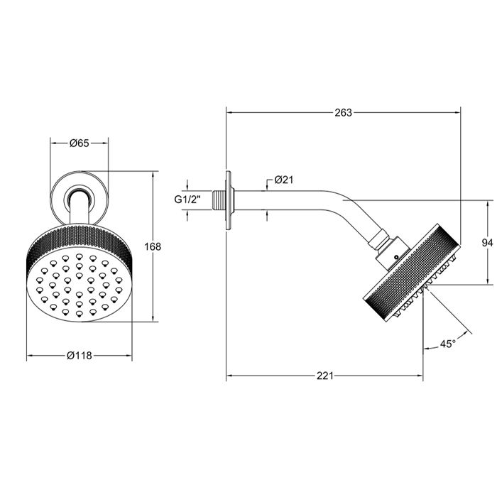 GESSI INCISO Душевая головка настенная, шарнирная на 1/2”,  Ø200мм, цвет: nero XL