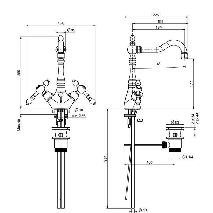 Fima Carlo Frattini Epoque Cмеситель для раковины, на 1 отв., с донным клапаном, цвет: золото, артикул F5061OR