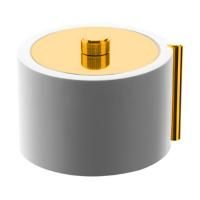 BERTOCCI Easy Контейнер с крышкой из композита, отделка "тысяча строк", цвет белый матовый/золото