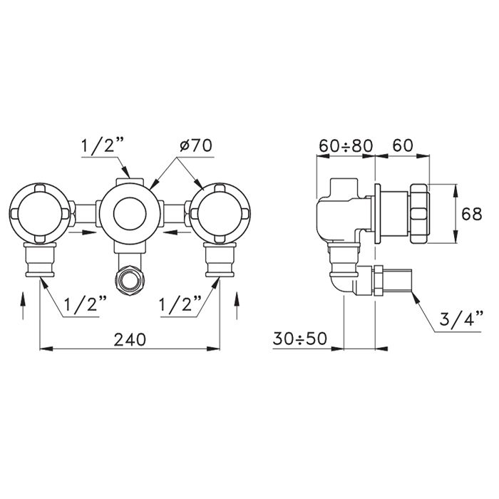 Stella Aster Встраиваемый смеситель для ванны/душа 3254 с переключателем, цвет: хром