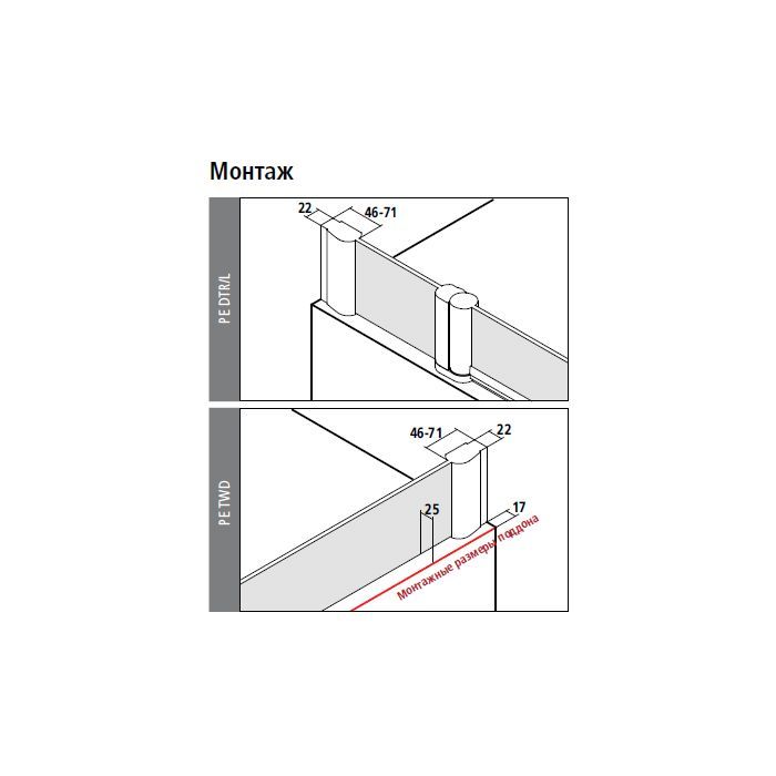 KERMI Pega Шторка на ванну 109-111.5хh150см, крепление справа, черный soft , стекло прозрачное