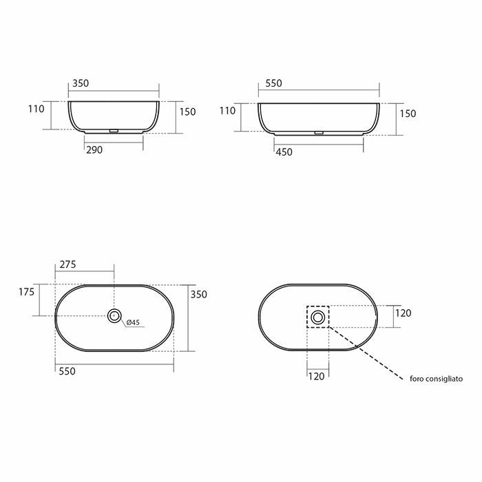 Kerasan Nolita Раковина накладная 55х35 см, без отв под смеситель,  цвет белый глянцевый