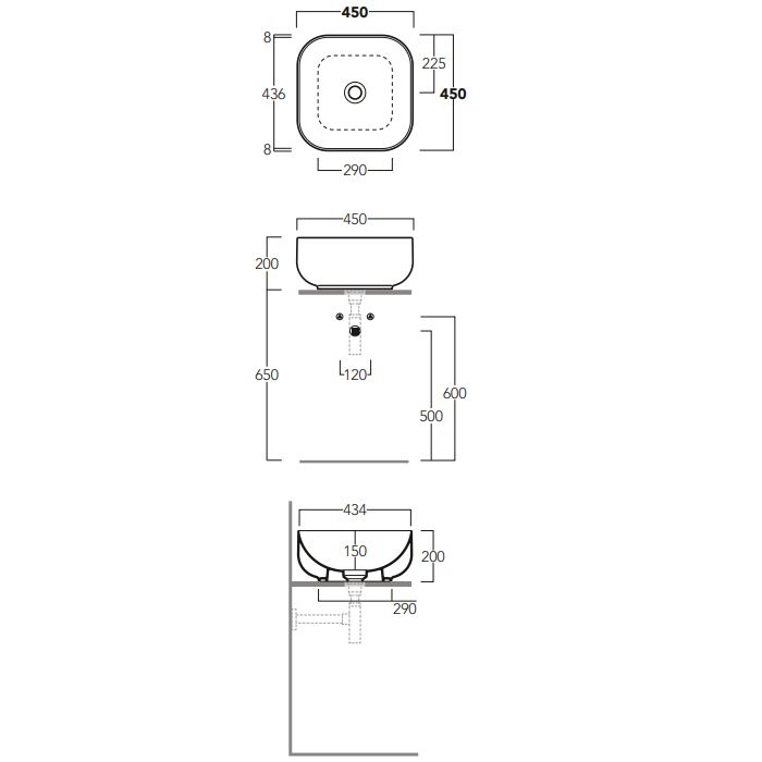 Simas Balloon Раковина-чаша квадратная на столешницу 45x45xh20 см, без отв под смеситель, без перелива, цвет белый