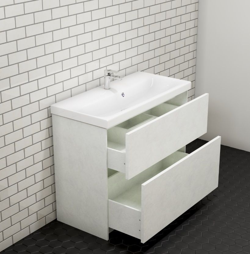 База под раковину напольная с двумя выкатными ящиками, 900x450x800, AM-Verona-Push-900-2C-PIA-Ven, артикул AM-Verona-Push-900-2C-PIA-Ven