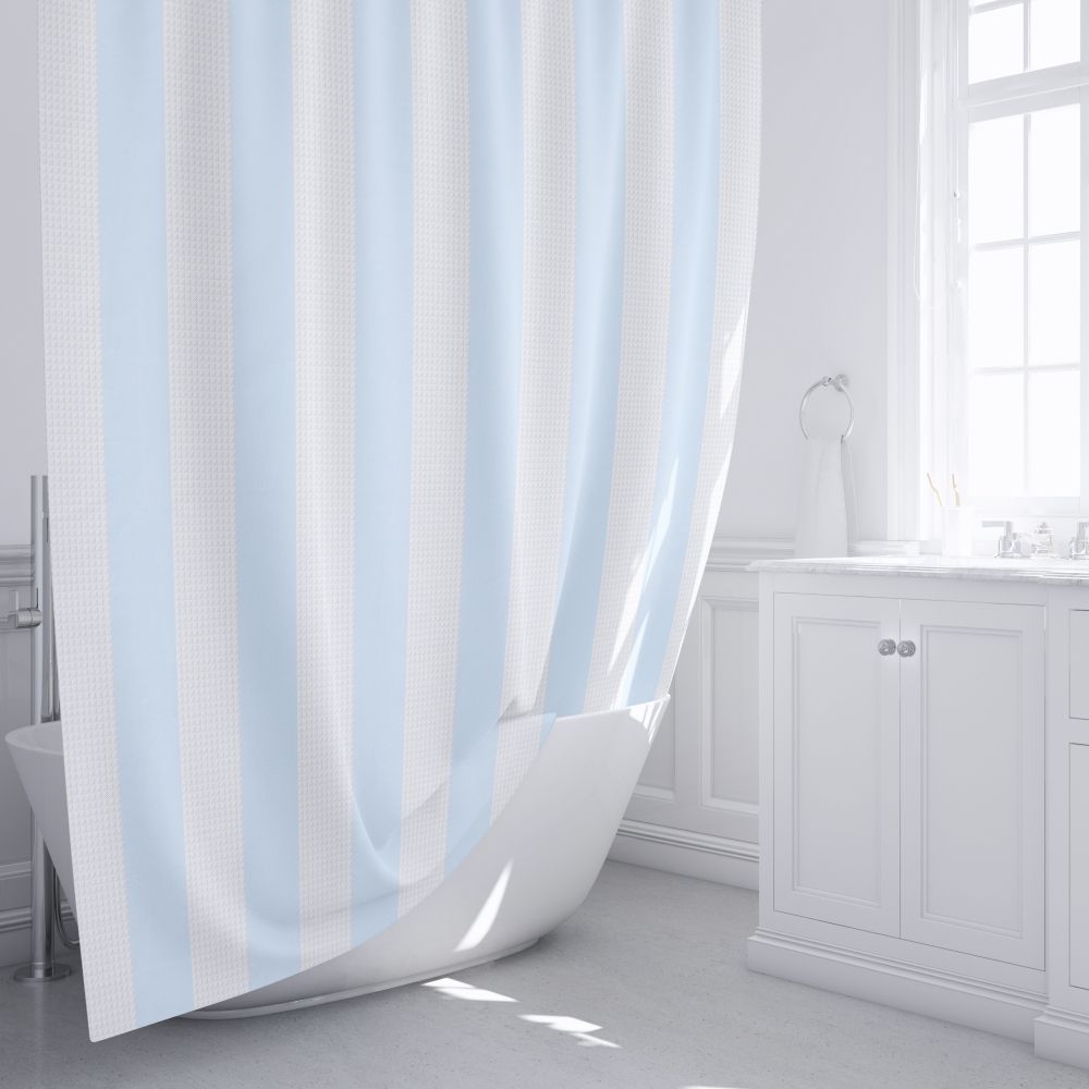 Штора для ванной комнаты FIXSEN VAFEL FX-5020C, белый/голубой, артикул FX-5020C