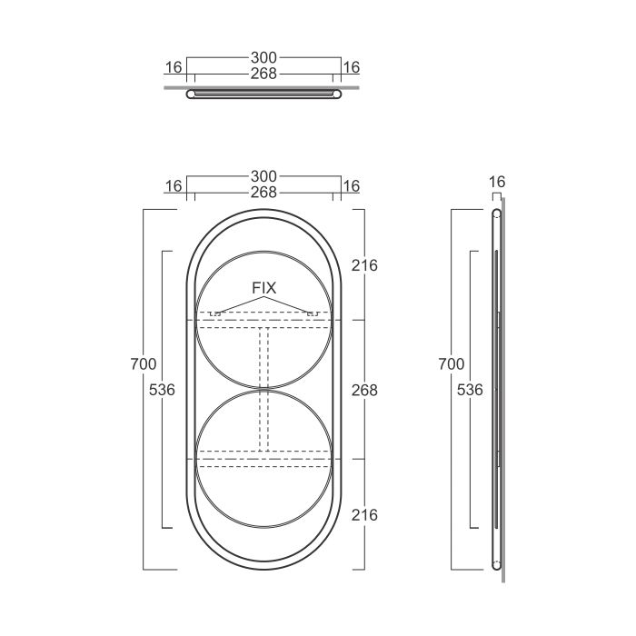 SIMAS WAVE Зеркало настенное из WAS03 30х70 см,цвет рамы черный матовый