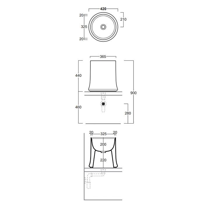 SIMAS Sharp раковина  накладная высокая , d42см h 44 см, без отв. под смеситель цвет cemento matt